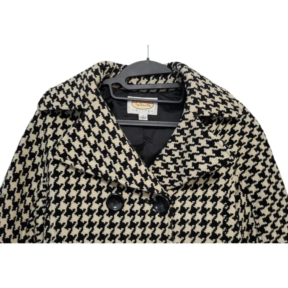 Vintage Talbots Houndstooth Belted Wool Coat Wool Double Breasted - Picture 4 of 14
